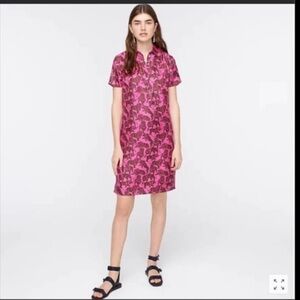 J. Crew Sleepy Lions Dress Silk Collared Shirt Pink Brown XS